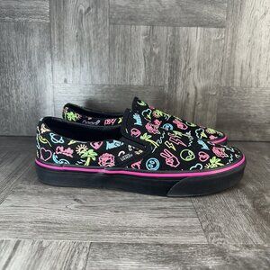 Vans Slip On Glow in the Dark Women's size 8.5 Black Multicolored Skate Shoes